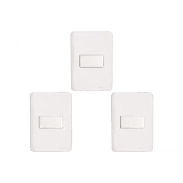 Imagem de Kit C/3 - Conjunto Perlex Aros 4X2 Branco Com Placa(1Simp...