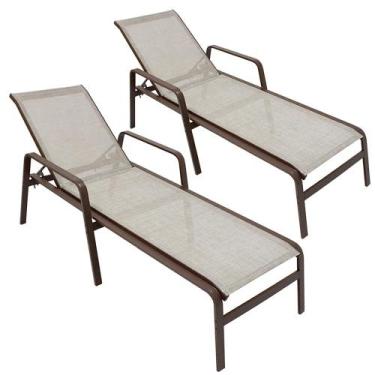 Imagem de Kit 2 Cadeiras Espreguiçadeiras para Área Externa Jardim Piscina - Nos