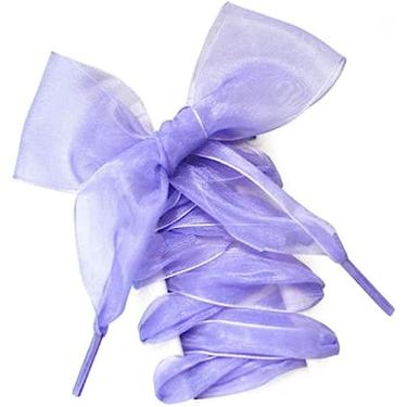 Imagem de MarJunSep 18 pares de cadarços de sapato de fita de cetim para tênis, cadarços planos de renda para mulheres e meninas 4 cm de largura, 1 par roxo, 47"