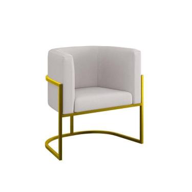 Imagem de Poltrona Moderna Confortável Com Base De Metal Gold Balaqui Bege