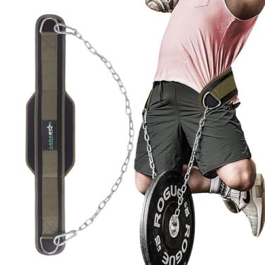 Imagem de Cinto para levantamento de peso, cinto de peso para flexões, levantamento de peso, agachamento e musculação – corrente de aço resistente, suporte de neoprene, levanta até 294 kg.