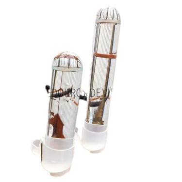 Imagem de Kit 10 Bebedouros de vidro com base para pássaros malha fina