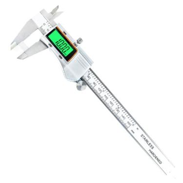 Imagem de 星姿 Pinça digital eletrônica de 0 a 15 cm, régua eletrônica de visão noturna com haste de profundidade, mostrador digital grande, aço inoxidável, zeragem de um toque, micrômetro de polegadas/mm para