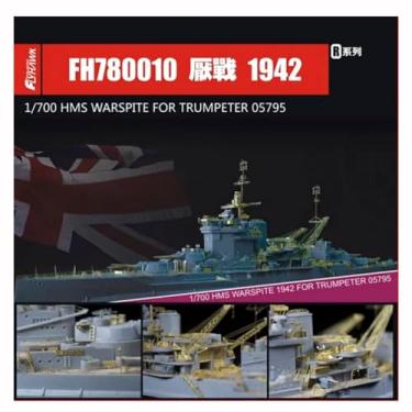 Imagem de FLYHAWK FH780010 1/700 HMS Warspite 1942 para Trumpeter 05795, conjunto de peças de realce Photoetch, 10 peças