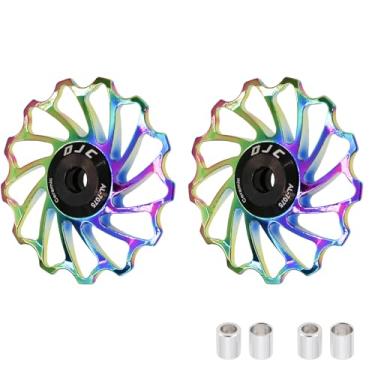Imagem de DJC Roda de rolamento de cerâmica para bicicleta, 2 peças, rolo guia 11T 12T 13T 14T 15T 16T MTB Road Bike Derailleur traseiro para Shimano para Sram Pulley oilslick (oilslick, 2 peças 13T)