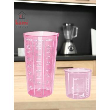 Imagem de Kit 2 Copos Medidores Rosa Graduado de 500ml e 100ml - INJETEMP