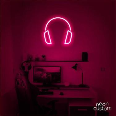 Imagem de luminaria letreiro Neon Led Fone De Ouvido 40x40 luminoso decoração p/