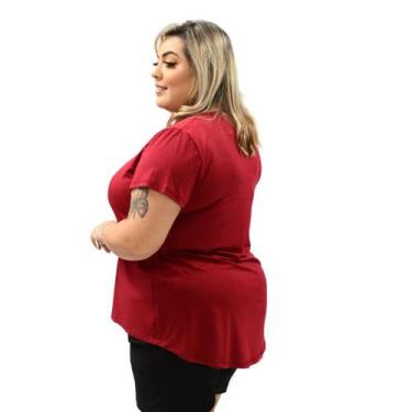 Imagem de Blusa Feminina Plus Size Mullet 1126 - Mulher Única, G1, Vermelho escu