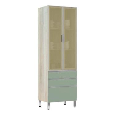 Imagem de Paneleiro 70Cm Vidro Bronze Lis Legno Crema Com Verde Jade - LUCIANE