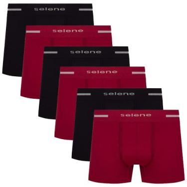 Imagem de Kit 6 Cueca Box Boxer Microfibra  Selene Masculina Original, Preta com