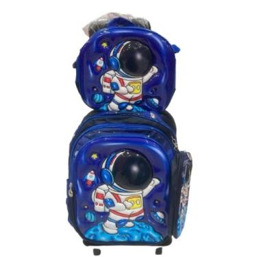 Imagem de Kit Mochila Rodinha Infantil  Menino Lancheira Térmica Estojo Organiza