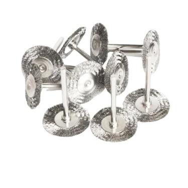 Imagem de 1 polegada 10Pcs Escova rotativa Lixamento Polimento Polimento Moagem Roda Escova para Ferramentas rotativas 25mm Rodada Feltro de lã Acessórios, 10pc fio de aço, com haste de 3mm