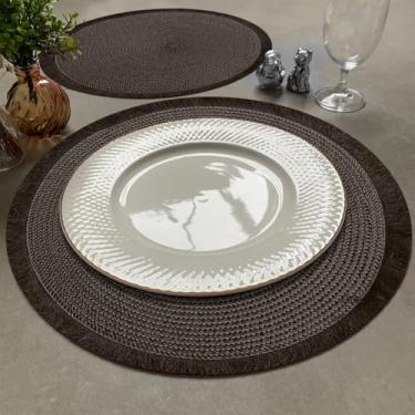 Imagem de 4 Jogo Americano Redondo Mesa Posta Sousplat Pvc Ma Dec Vr (08 MARROM terracota claro escuro café)