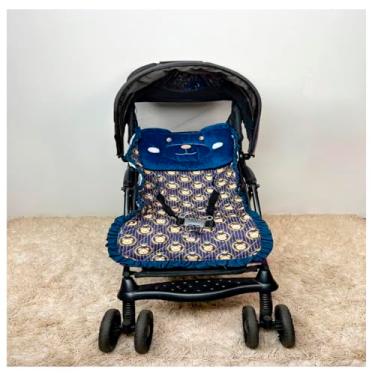 Imagem de Capa Para Carrinho de Bebê com Almofadinha Cara de Urso Menina Menino (Marinho)