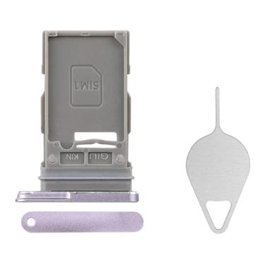 Imagem de BESJMYT Substituição da bandeja do cartão SIM para Samsung Galaxy S21 FE 5G (versão SIM único) Adaptador de suporte de compartimento de bandeja de cartão lavanda com ejetor de agulha para S21 FE 5G