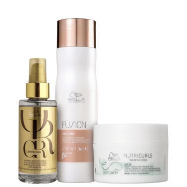 Imagem de Kit Wella Professionals Fusion Nutricurls Oil Reflections Trio de Cuidados (3 Produtos)