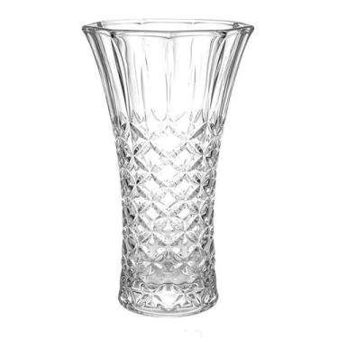 Imagem de Vaso de flor de vidro cristal, padrão de corte de diamante, transparente
