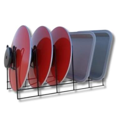 Imagem de Porta Refratário Para Frigideiras tábuas e Assadeiras Organizador de Armário Suporte Aramado Cozinha 33cm x 14cm x 15cm Preto