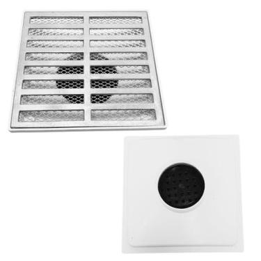 Imagem de Ralo Pluvial 20x20 Alumínio Reto Coletor Branco Saída Baixa para tubo 