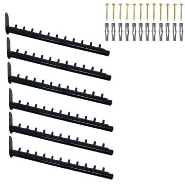 Imagem de Kit Seis Araras Rt Inclinadas Para Loja 40cm Fixa De Parede (Preto)