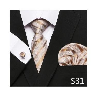 Imagem de Conjunto de Abotoaduras e Gravata Xadrez Vermelha para Homens - Ideal 
