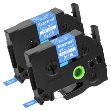 Imagem de Pacote com 2 fitas de substituição para Brother TZe-535 TZ535 Laminated Label Tape 1/5.1 cm 12 mm 1.2 cm Branco em Azul Compatível com Brother PT-D210 D220 H110 H100 P710BT D220 D410 D600 Fita durável