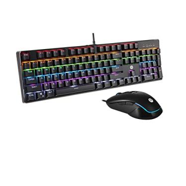 Imagem de KIT GAMER HP - TECLADO GAMER HP USB MECANICO PRETO, ABNT 2 + MOUSE GAMER HP USB PRETO, RGB - GM200