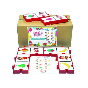 Imagem de Dominó Gigante Frutas Em Libras - Maxi Toys, Colorido, Caixa, Plástico