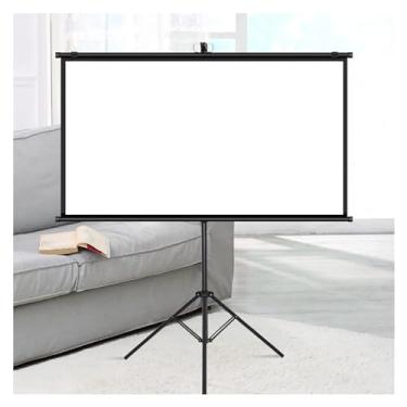 Imagem de Tela de projeção de piso, tela de projetor portátil montada na parede de 60/72 polegadas 4: 3/16: 9, tela de cinema com suporte para acampamento ao ar livre/escritório em casa, viagem/pátio par, 4: 3