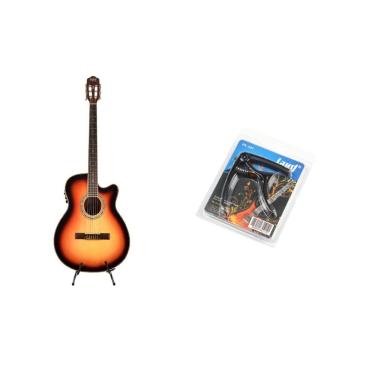 Imagem de Kit Violão Land Eletrico Nylon Sunburst + Capotraste Pba-07