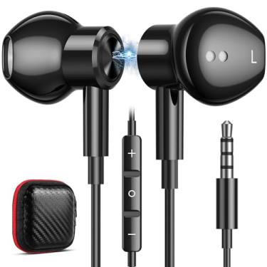 Imagem de Fones de ouvido com fio, plugue magnético de 3,5 mm, fone de ouvido intra-auricular HiFi com cancelamento de ruído para Chromebook PC, laptop, fones de ouvido com fio de 3,5 mm para Samsung Galaxy A15