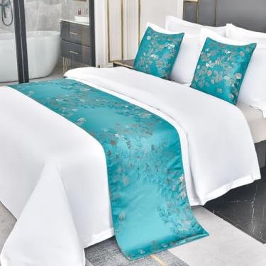 Imagem de HSTANGKY Tapete de cama de hotel para cama moderno de cor sólida decorativa moderna para quarto de casamento protetor de cama para quarto de casamento - verde | King 19,7 x 102,3
