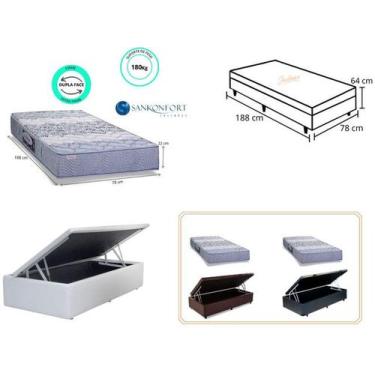 Imagem de Conjunto Colchão Sankonfort Protege Ortopedico c/ Cama Box Baú 78x188 