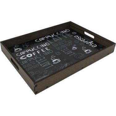 Imagem de Bandeja Super Luxo Decoração Capuccino Coffee 35x25x4 Mdf - Shopping d