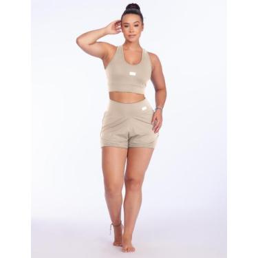 Imagem de Conjunto Feminino Short Duplo Com Bolso Não fica Transparente Top Nada