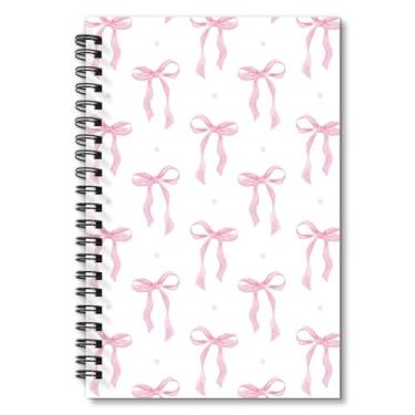 Imagem de Wxiben Caderno com laço rosa – Caderno Coquete para mulheres, meninas, rosa, diário de estética, caderno forrado em espiral, presente cristão para trabalho, escola, escritório, estudante, material de