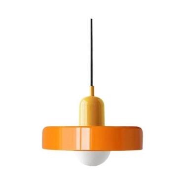 Imagem de Luminária Pendente De Vidro LED Laranja 25cm Lâmpada De Teto Decorativ