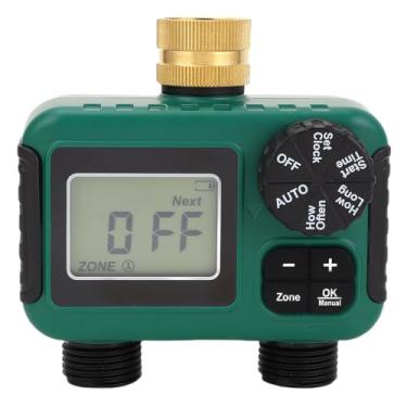 Imagem de Luqeeg Temporizador de irrigação, temporizador automático programável de 2 saídas com trava infantil, entrada de latão, rosca NH3/4, mangueira de exibição LCD, de controle de irrigação para
