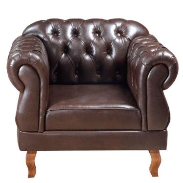 Imagem de Poltrona Chesterfield Elisabeth Clássica Via Encanto Courano Marrom