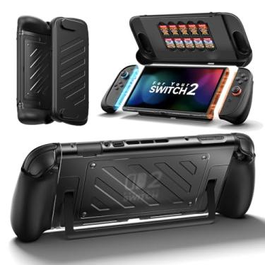 Imagem de JSAUX Split Protective Case for Nintendo Switch 2, TPU Middle Frame & PC Front Cover, Non-Slip Ergonomic Grip, Storage for 10 Game Cards, Supports Stand Use, Shock Absorption & Anti-Scratch-PC0114