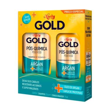 Imagem de Kit Shampoo Niely Gold Pós Química Poderoso Óleo de Argan 275ml + Condicionador 175ml