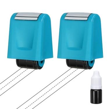 Imagem de PATIKIL 2 peças de carimbos tracejados para prática de linhas de escrita à mão, carimbos com autotinta, tiras de frases para prática de caligrafia para professores, sala de aula, escritório, casa