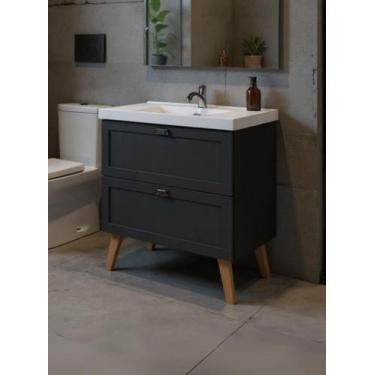 Imagem de Gabinete para Banheiro com Cuba 80cm Retro Mdf Milano - On Móveis, Gra