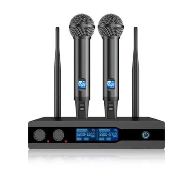 Imagem de Yamnweo Sistema de microfone sem fio TX55 profissional de metal sem fio, kit de microfone dinâmico portátil sem fio para cantar, karaokê, igreja, DJ, 60 metros