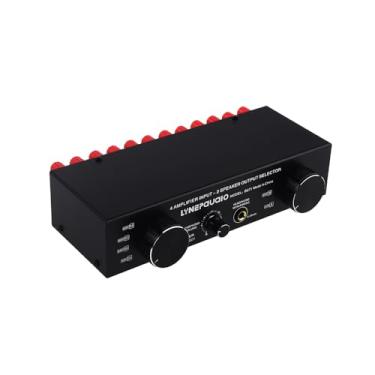 Imagem de LiebeWH Amplificador Speaker Switch Selector 4 Canais 300W Stereo Switcher Áudio Com Headphone Jack para Home Theater Studio Sound System