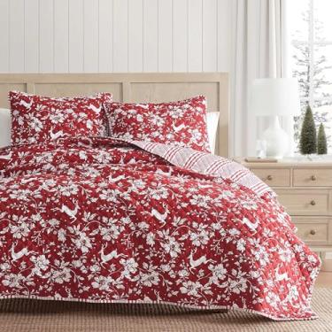 Imagem de Martha Stewart - Conjunto de colcha Queen, roupa de cama acolchoada clássica, leve, incrivelmente macia e resistente a vincos com fronhas combinando, conjunto de cama de 3 peças (vermelho cervo