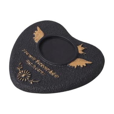 Imagem de KiBcsLic Lápide de cimento para cemitério, placa de cemitério para decoração de prateleiras, resistente às intempéries, com moldura para fotos, Preto