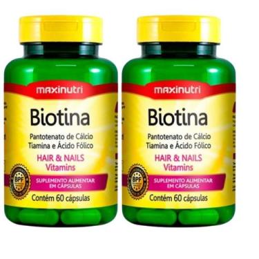 Imagem de KIT 2X Biotina + Vitaminas B1, B5 e Ácido Fólico 60 Cápsulas - Maxinut