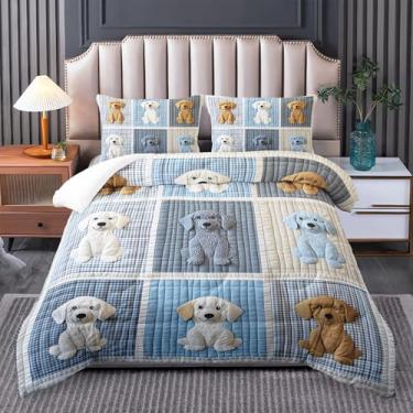 Imagem de Tuzaovy Jogo de cama solteiro com estampa de cachorro, edredom fofo para decoração de quarto de crianças e adolescentes, macio para amantes de animais, tamanho solteiro
