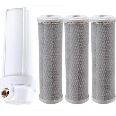 Imagem de Filtro Caixa Água 3 Refil Carvão Ativado Remove Cloro